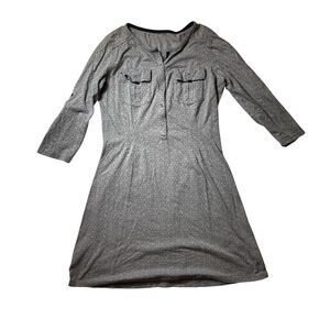 Patagonia Gray Kamala Henley Dress Women Small Organic Cotton Outdoor 3/4 Sleeve